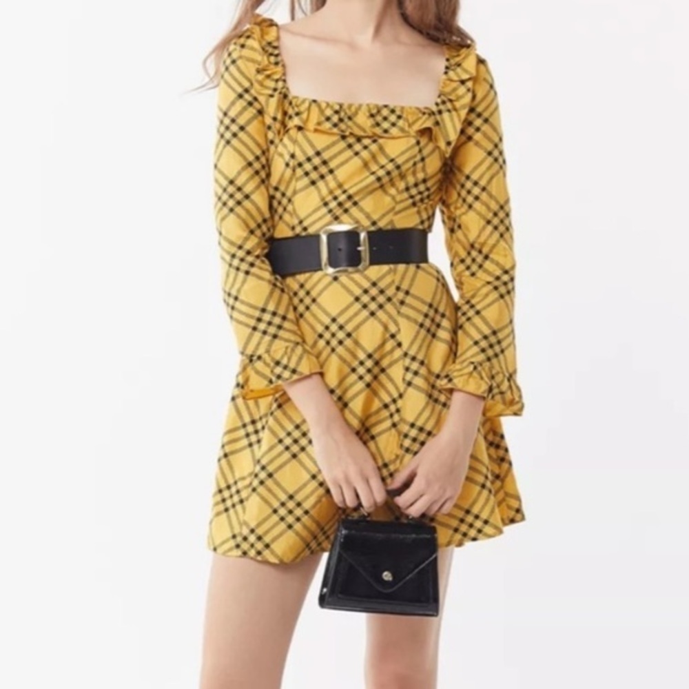 23 NWOT Urban Outfitters Plaid Mustard Dress